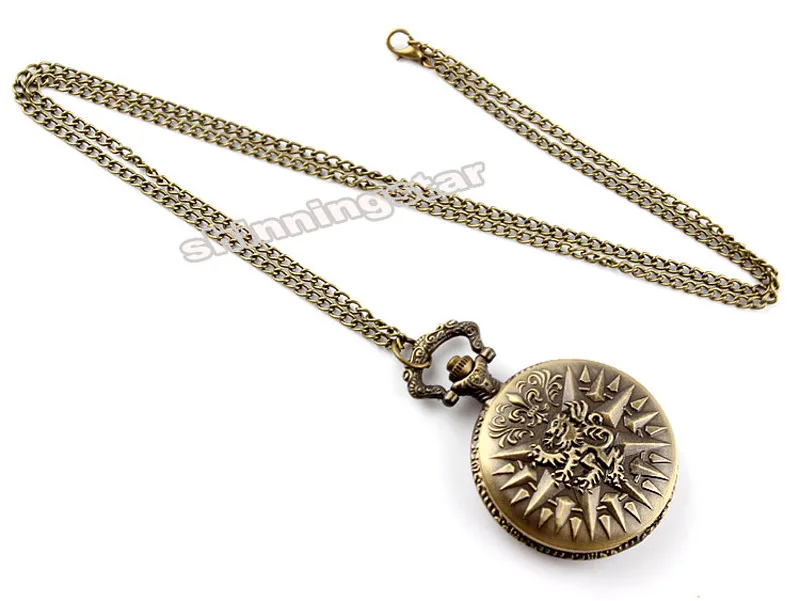 Бронзовый Винтаж Дракон резьба кулон ожерелье цепь кварцевые карманные часы мужские женские карманные часы унисекс подарки для женщины