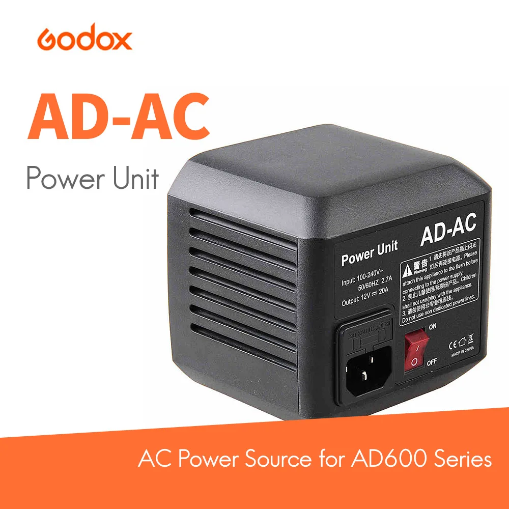 

Godox AD-AC AC Power adapter U.S. regulations or European regulations Adapter with Cable for AD600 AD600B AD600M AD600BM