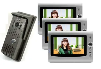 

TOP QUALITY- New arrival 7 inch TFT LCD monitor video door phone/Security doorbell(1camera+3monitors), IR Camera 1 TO 2