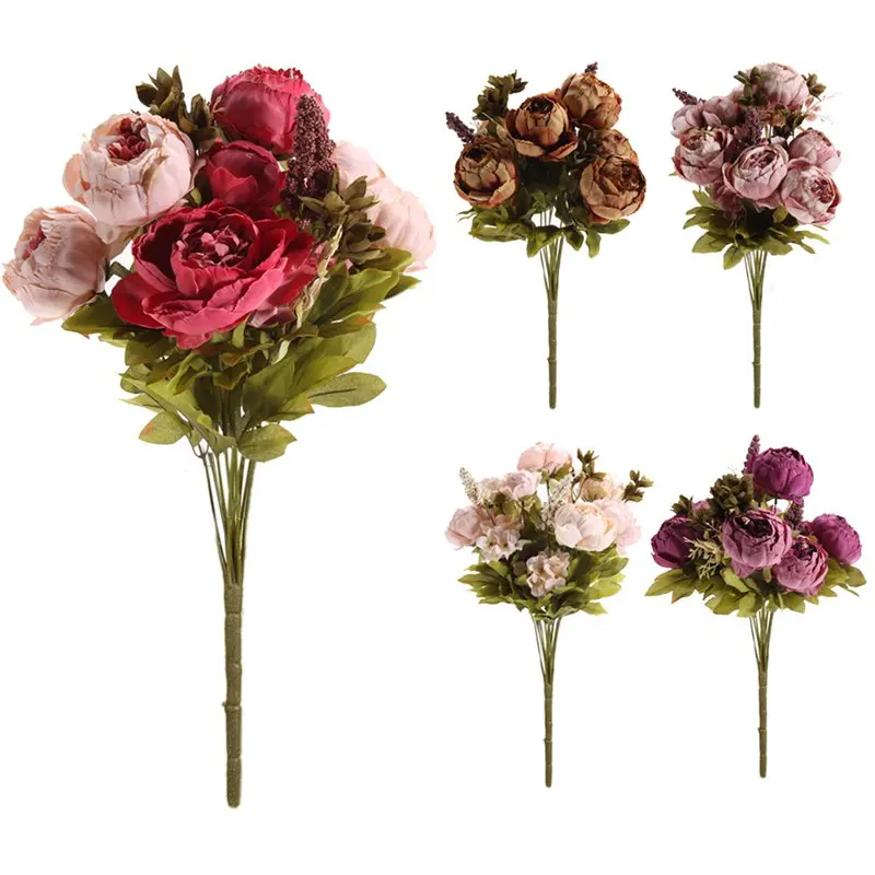 5 Colors Pretty Charming 1 Bouquet Artificial Peony Flowers Festival Party Decorative Flower Wedding Christmas Home Decal Flower