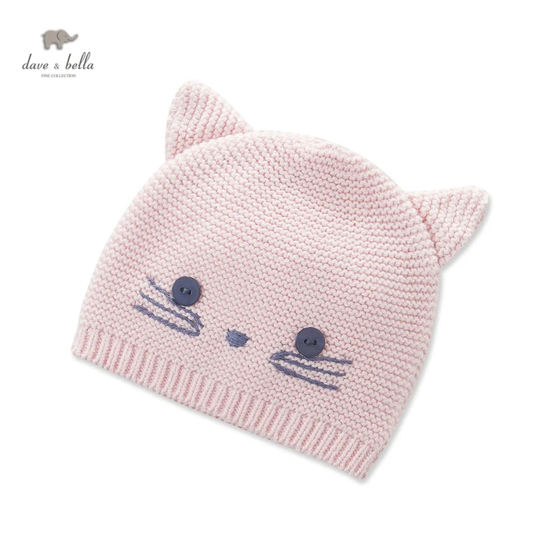 DB3945 H dave bella autumn winter baby girls pink hat cat textile hat