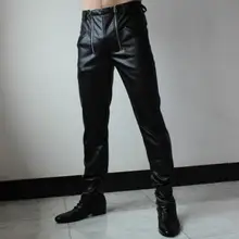 29-36 Горячая Весна Мужская Новая мода личности двойной молнии ремонт pu кожаные брюки