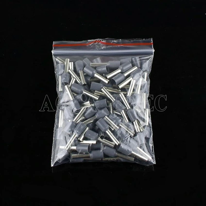 gray 100 шт. E0506 E0508 E0510 E7506 E7508 Изолированные Наконечники клеммный блок шнур конец провода разъем 0,5~ 0,75 мм2, обжимной Терминатор - Цвет: gray