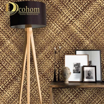 

Natural Straw Plaited Vivid 3D Wallpaper Southeast Asia Style Background Wall Paper Living Room Bedroom