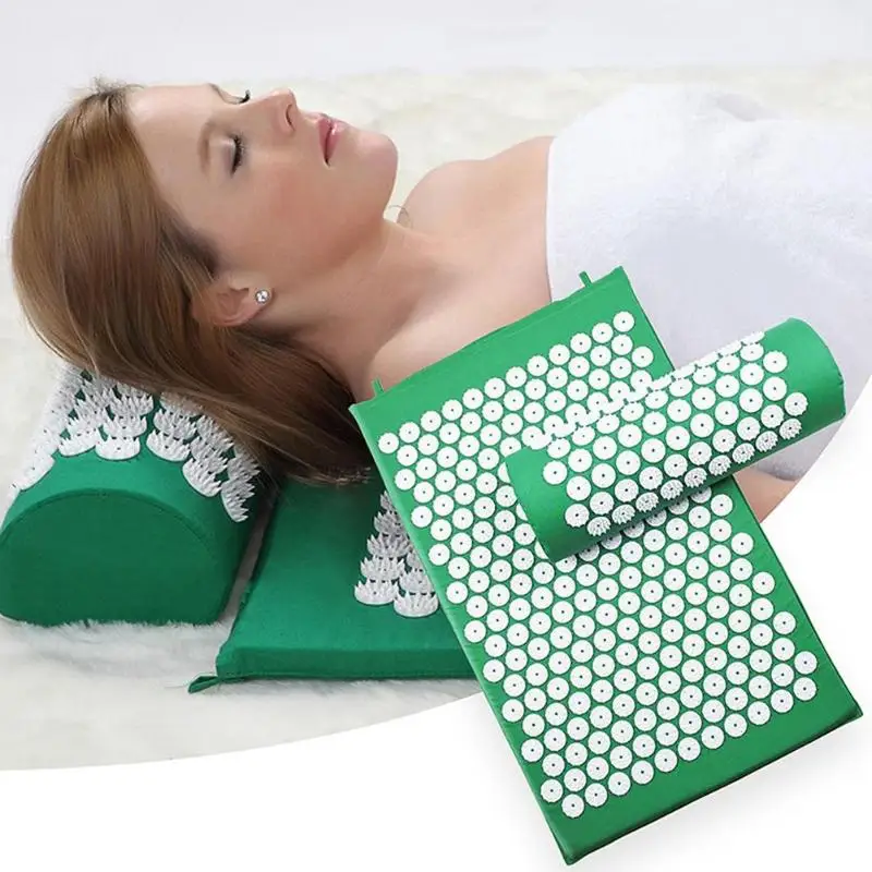 

Massage Yoga Mat Massager Cushion Yoga Mat with Pillow Acupressure Relieve Stress Back Body Pain Spike Mat Acupuncture Massage