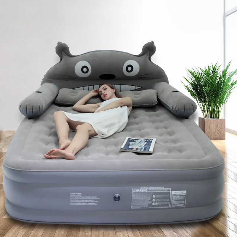  Cartoon inflatable sheets double increase thick air cushion outdoor portable bed air mattress famil