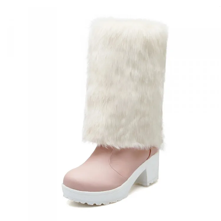 Распродажа Real Botas Mujer; зимние сапоги из плюша, Для женщин в зимние ботинки модная обувь бренд для теплые Размеры 34–43 K5 - Цвет: Розовый