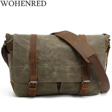 Bolso de mensajero para hombre, Bolso de piel Vintage de lona de 14 pulgadas, maletín para ordenador portátil, bolso de hombro tipo bandolera impermeable de alta calidad para hombre