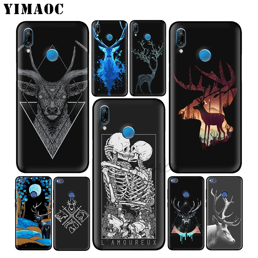 

YIMAOC Duck Deer Black Soft Case for Huawei Honor Mate 20 9X Note 10 Pro 8X 8 6A 7A 7X 7C Y9 Y7 Y6 Prime 2018 2017 View 20