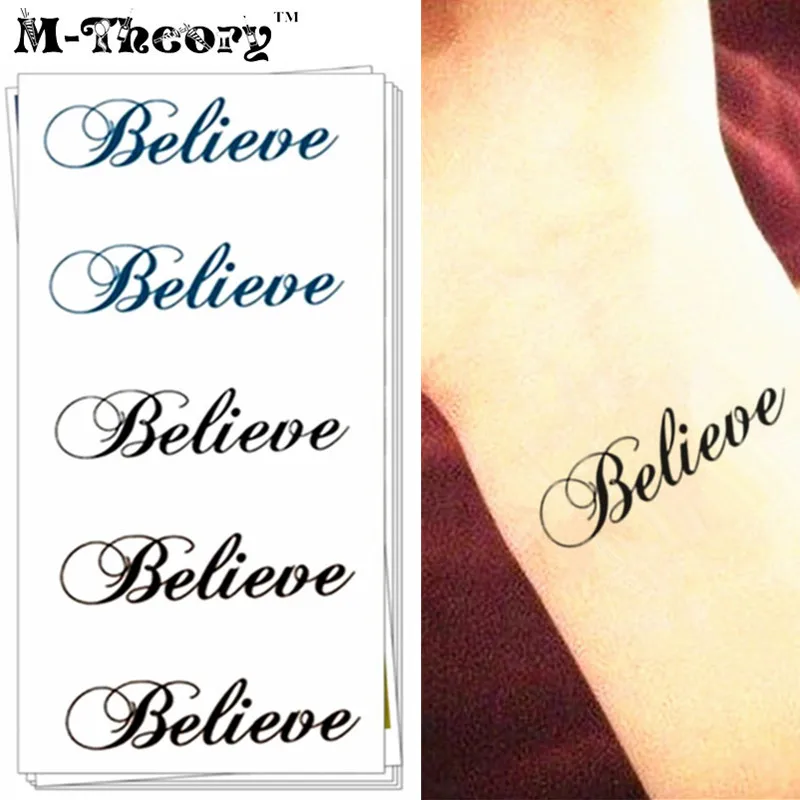 Retro Words Tattoo Stickers Water Transfer Temporary Body Art Fashion