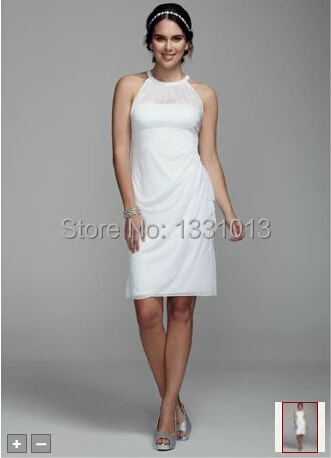 2016 Short Wedding Dresses Halter Chiffon Dress With Illusion 2016 Short Wedding Dresses Halter Chiffon Dress With Illusion Neckline And Ruched Style Int15612