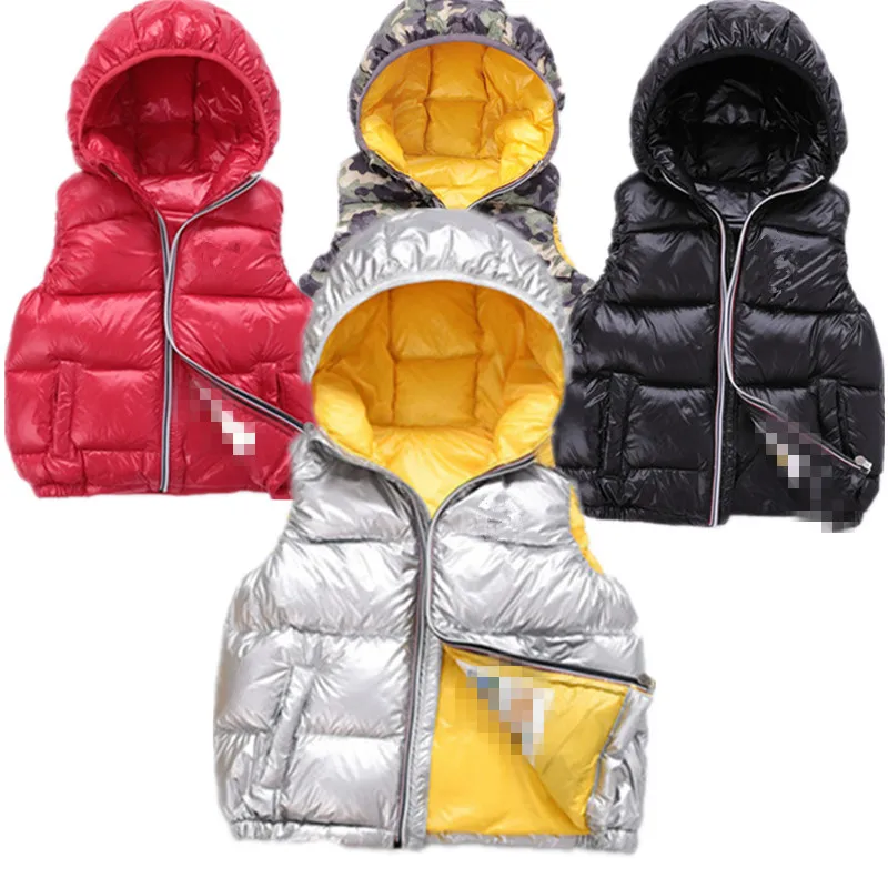 

Super Warm 90% White Duck Down Kids Jacket Coat with Hood Sleeveless Down Parkas for Girls Boys Children's Winter Clothing