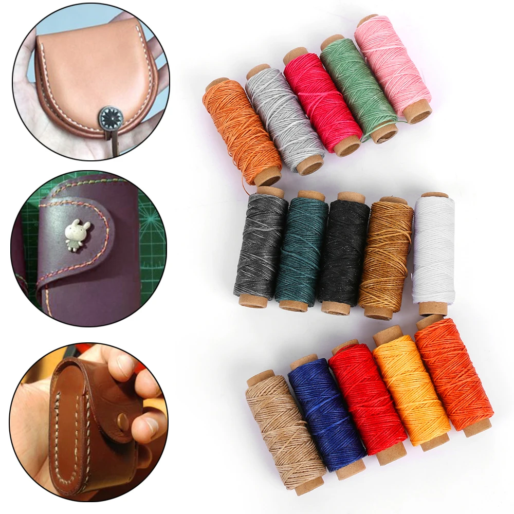 

50M/Roll Durable 1mm 150D Leather Waxed Thread Cord for DIY Handicraft Tool Hand Stitching Thread Flat Waxed Sewing Line