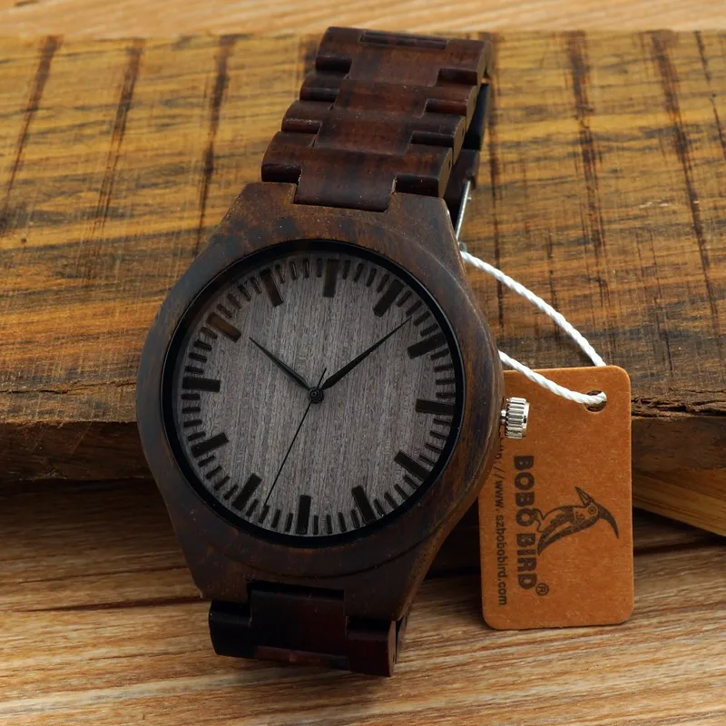 BOBO BIRD Antique Unique Design Men watches Wooden Quartz Wrist Watch with Full Wood Band in Gift Box relojes hombre custom logo