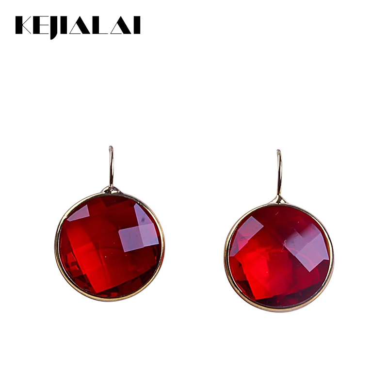 

Kejialai 1 Pair Sweet Red Drop Earring Girl Jewelry Crystal Glass Faceted Presents Hook Rounded Earring For Women Party M-L622