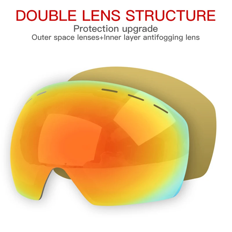 Для мужчин Для женщин Анти-Туман Лыжные очки двойные слои UV400 Анти-туман большой Лыжная маска очки лыжные очки для сноуборда и лыж держать очки Myopia оправа