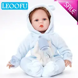 LEOOFU 55 см 22 дюймов новый год подарок играть дома игрушки милый bebe Кукла реборн силиконовые тела куклы реалистичные новорожденные подарок