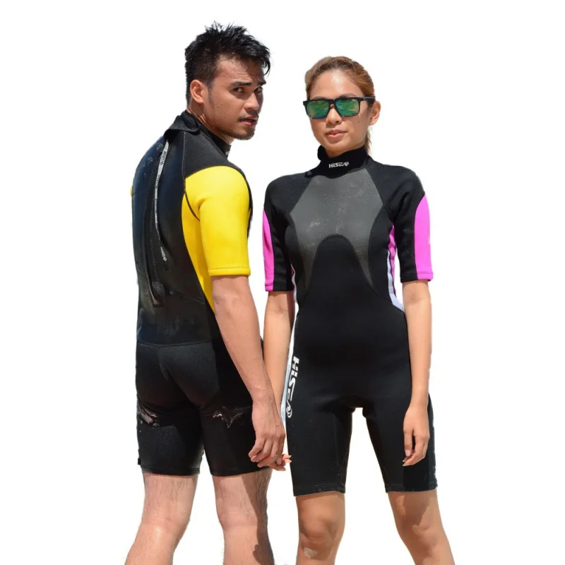 

3mm Summer Wetsuit Men Women Rash Guards Middle Sleeves One Piece Water Sports Diving Jumpsuits Swimwear New