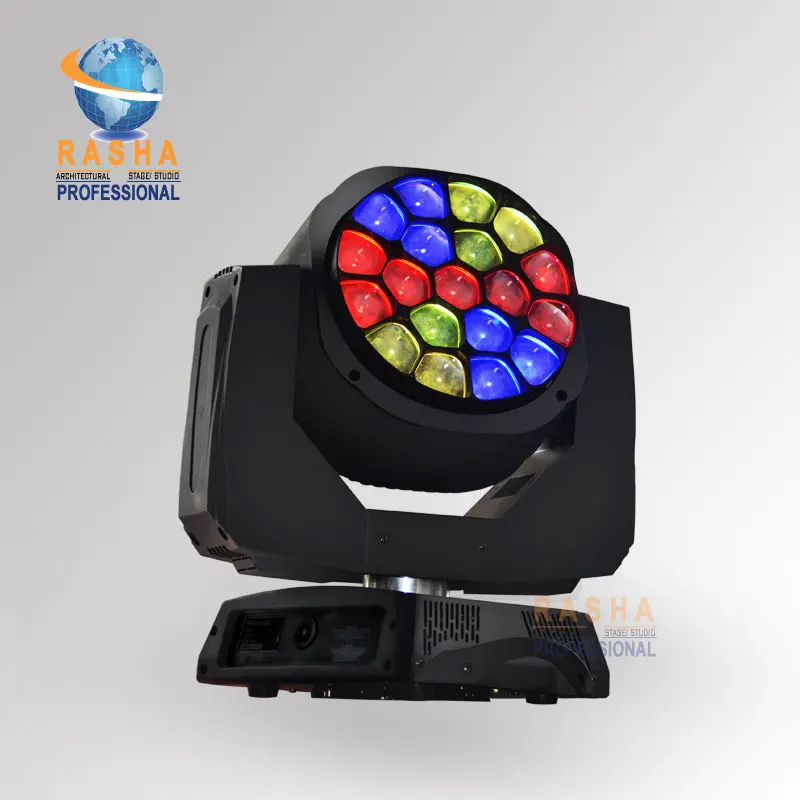 

Rasha Bee Eye 19-19pcs*15W 4in1 RGBW Osram LED Big Bee Eye Moving Head Beam+Wash Light, LED Moving Head Beam Light 110-240V