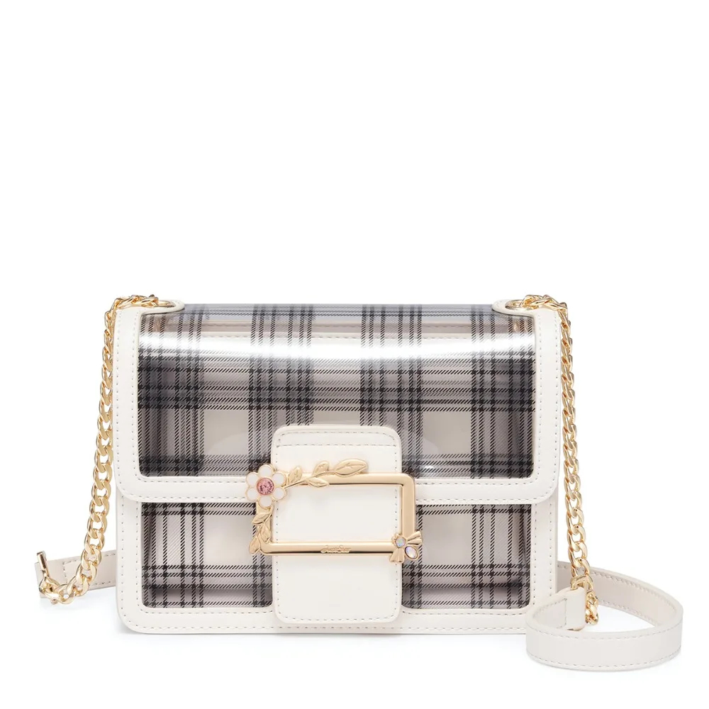 

Women's PU Leather Messenger Bags Ladies Beach Summer Jelly Crossbody Bags Female Plaid TPU Transparent Shoulder Purse