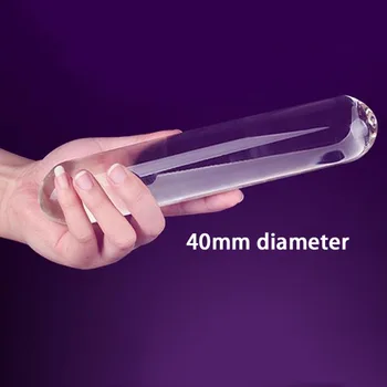 Smooth Cylinder Glass Double Dildo Big Huge Large Clear Glass Penis Anal Plug G Spot Stimulator Dildos For Women Lesbian Sex Toy 4