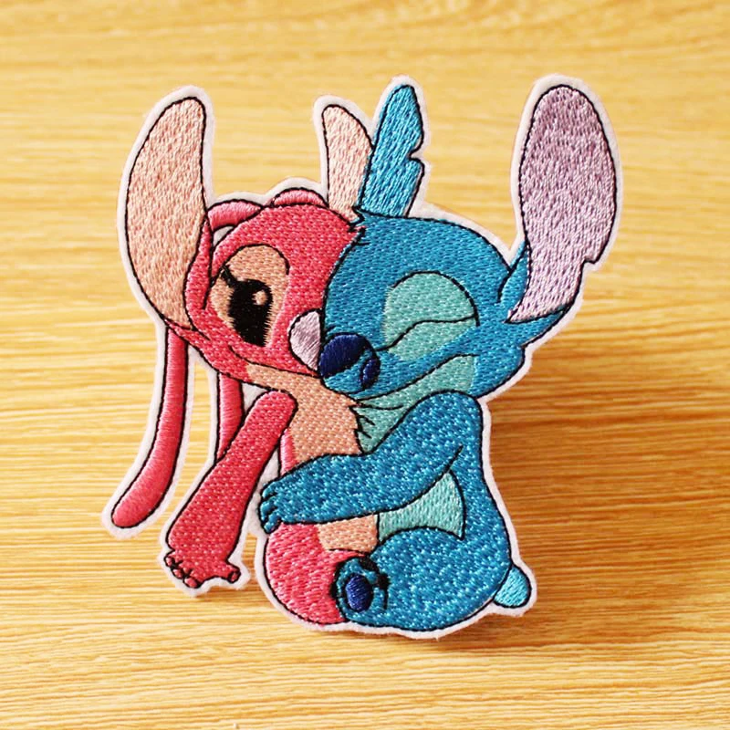 

Lilo Stitch Couple Anime Patch Iron On Patches On Clothes Stripe Patch Cartoon Embroidered Patches For Clothing DIY Sewing Decor