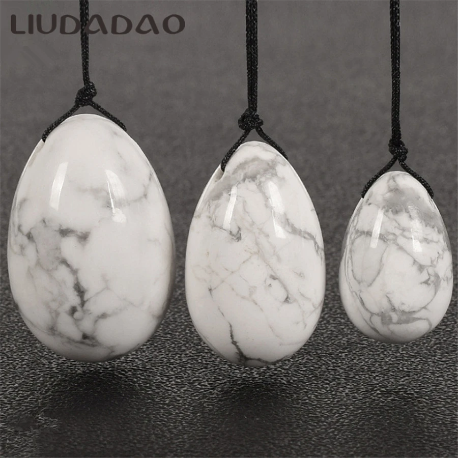 Просверленные белые вагинальные яйца Howlite камень красота массажер для женщин
