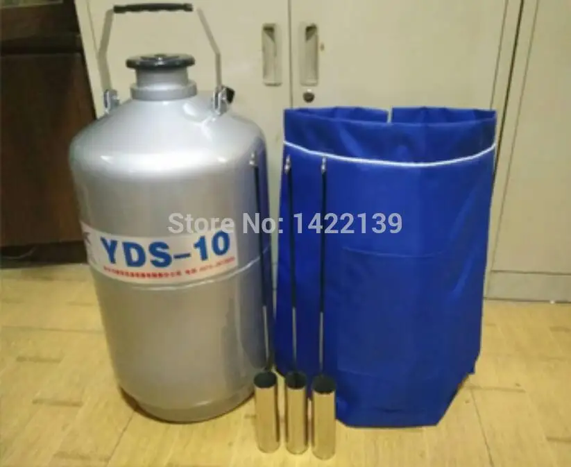 

New 10L Liquid Nitrogen LN2 Storage Tank Container Cryo Dewar with Canisters Strap