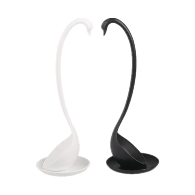 

Colleer 2 Set Creative Big Swan SoupSpoon Long Handle Porridge MonsterSpoon with Tray Kitchen Cooking Tools Tableware