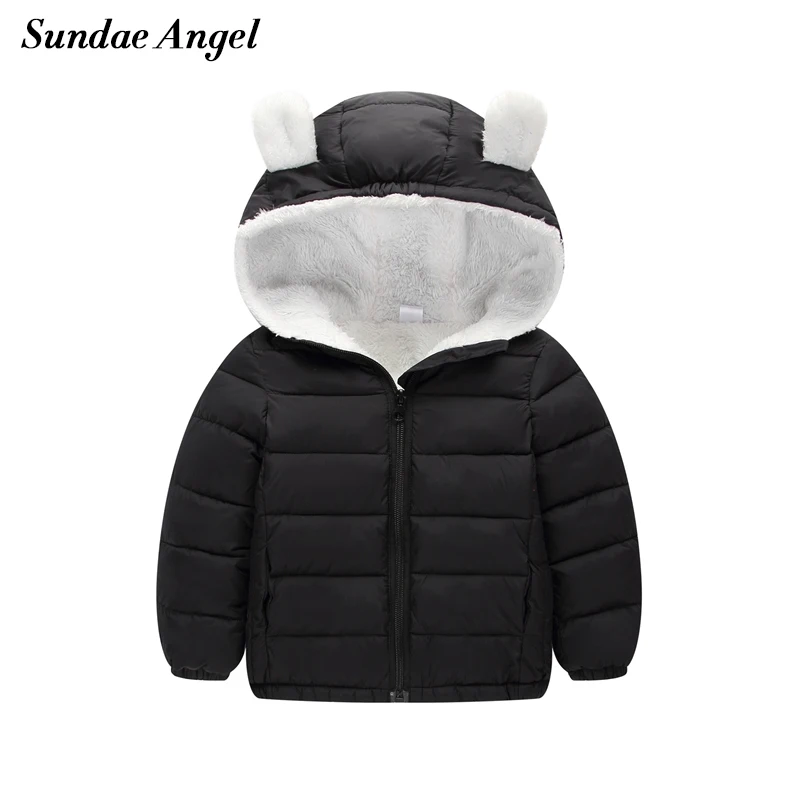 

Sundae Angel Girls Winter Coat For Kids Thicken Ear Design Boys Down Parka Warm Plus velvet Lambs Wool Children Outerwear Jacket