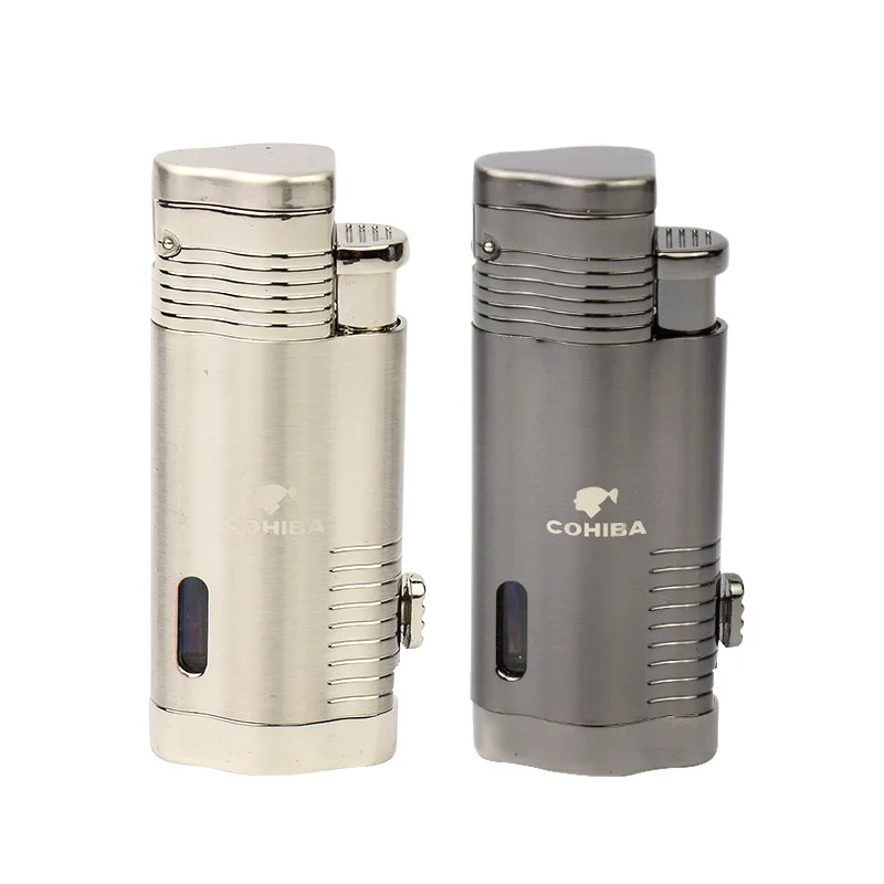 

COHIBA Cigarette Lighter Cigar Lighter Direct Charge 3 Torch Jet Flame Lighter Gas Lighter With Punch- Without Gas Fuel