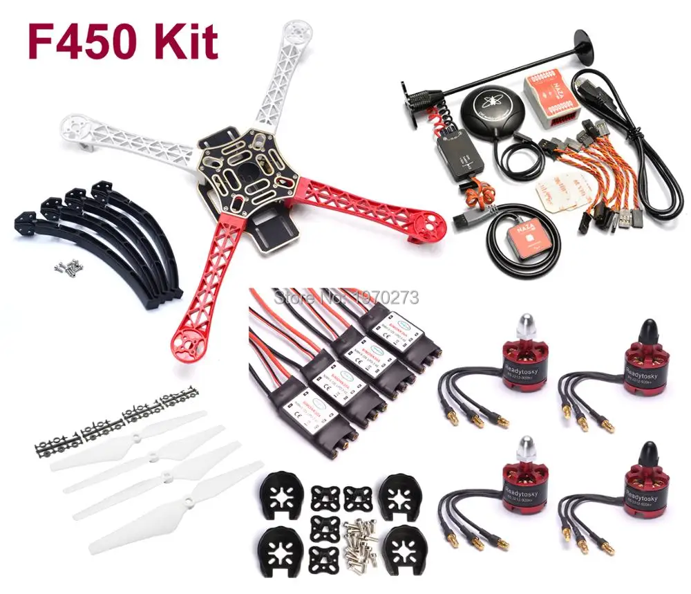 

F450 450mm PCB Quadcopter Rack Frame Kit + Naza M Lite Flight Controller Board & M8N GPS 2212 920KV Motor 30A Simonk esc