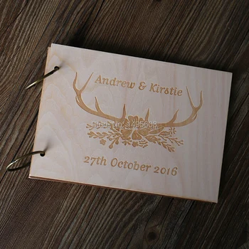 

Forest Rustic Wedding Guest Book, Antler Wood Wedding Guest Book, Wedding Advice Book, Deer Wedding