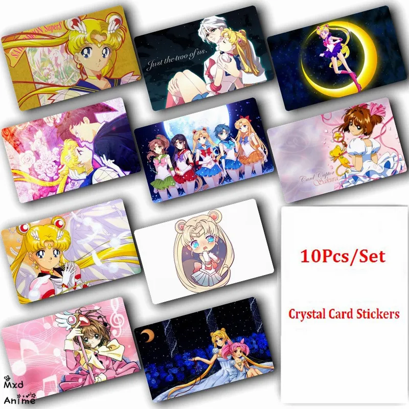 

10Pcs/Set Sailor Moon Anime Crystal Card Stickers Fashion Poster Cards