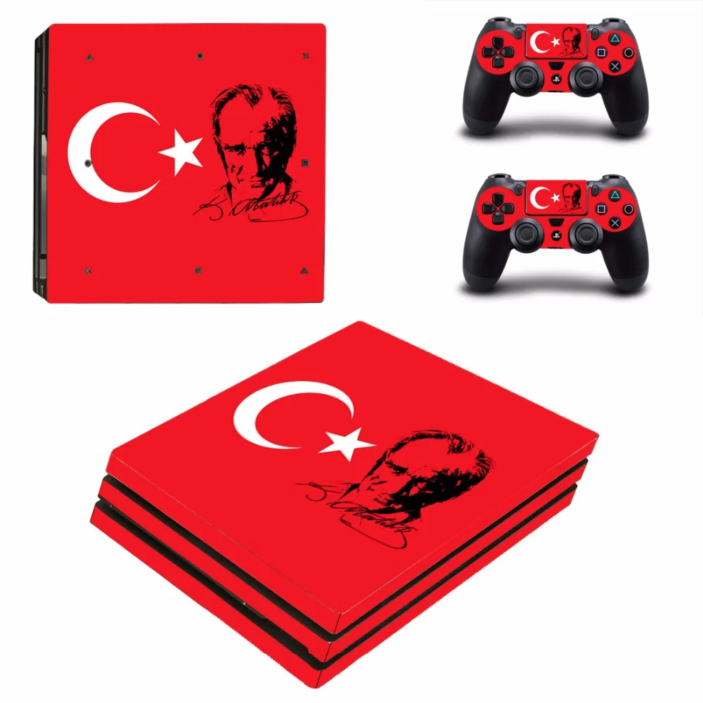 

new Flag of Turkey Decal Skin Sticker For Sony Playstation 4 PS4 Pro promotion Console protective Flim +2Pcs Controller