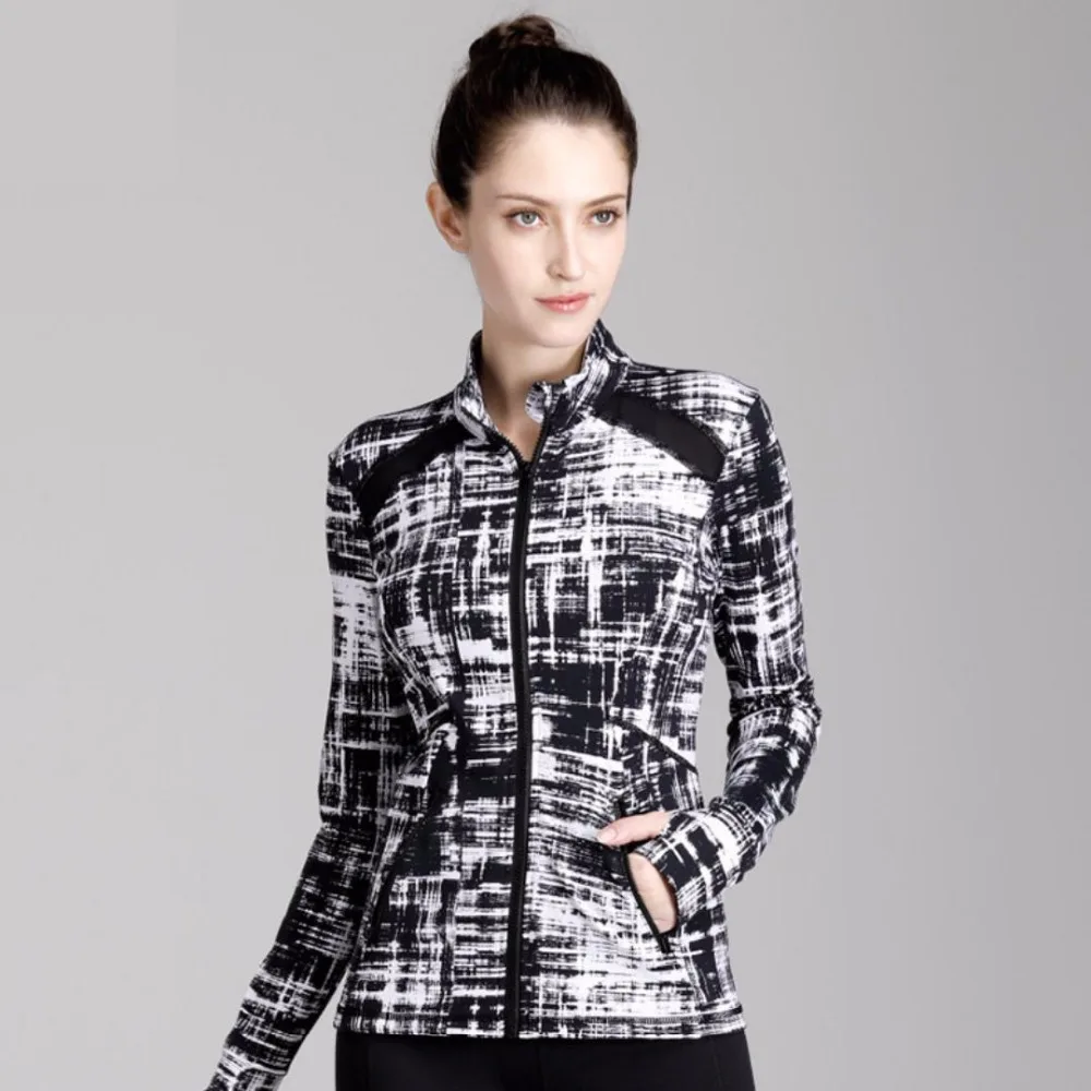 

SzBlaze Brand Womens Slim Yoga Jackets Top Wicks Sweat Ladies Running Zipper Coat Gym Fitness Sport Shirt Jogging Tracksuits