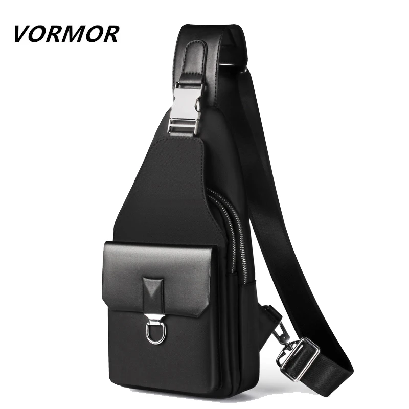 

VORMOR Men's Fashion Crossbody Bag Theftproof Button Open Chest Bags Men Shoulder Bags Chest Waist Pack