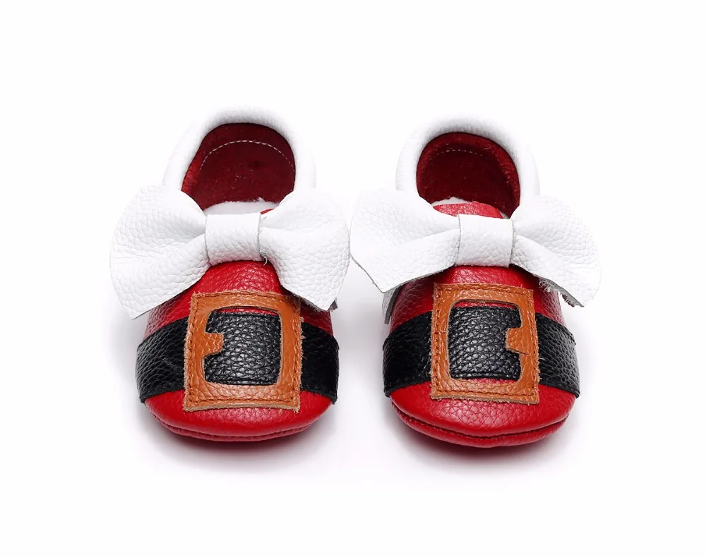 Рождественский подарок для ребенка, зимняя теплая обувь из натуральной кожи с мехом, детские мокасины, обувь для новорожденных, обувь для