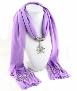 

New women's scarves jewelry full diamond alloy skull pendant scarf ladies fashion wild shawl scarf