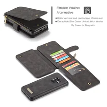 

CaseMe Multi-Functional 14 Slots Zipper Wallet Case For Samsung Galaxy S9 Split Leather Magnetism Cover Case For Galaxy S9 Plus