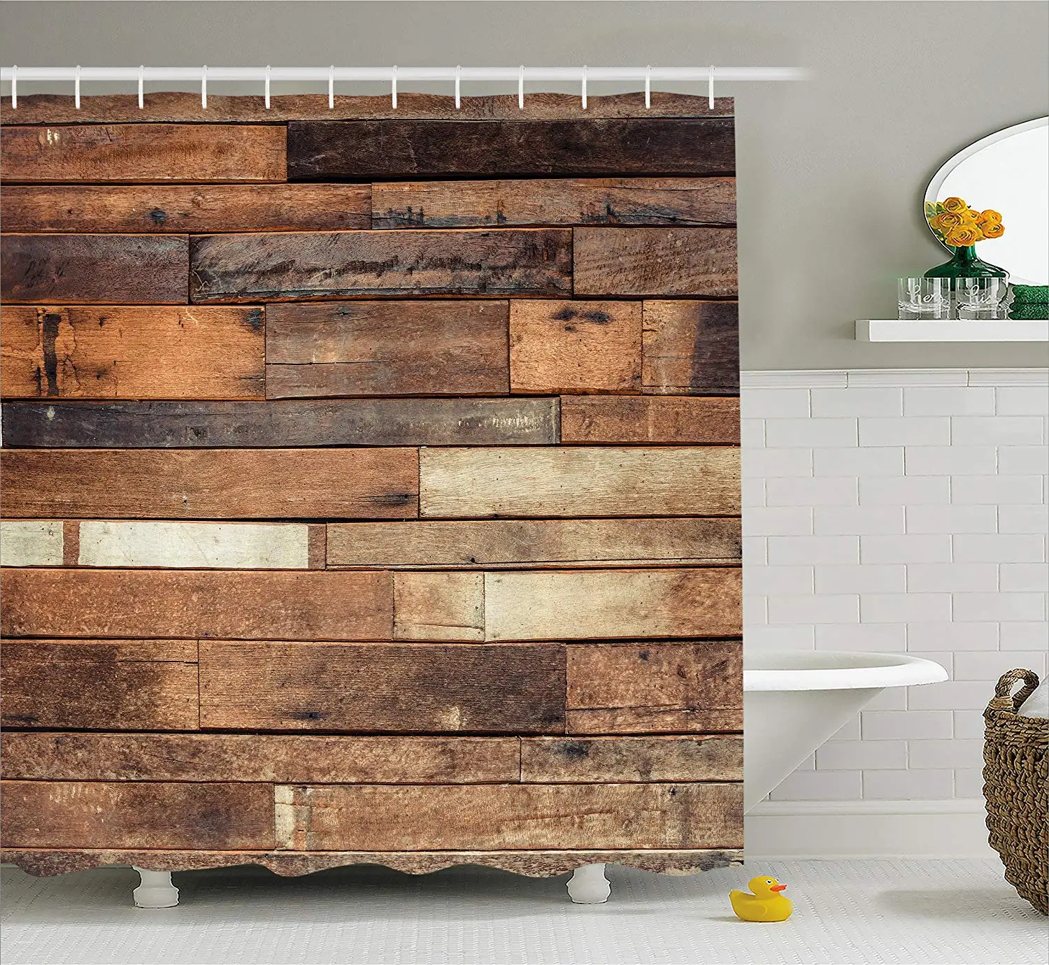 Buy Wooden Shower Curtain Rustic Floor Planks Print