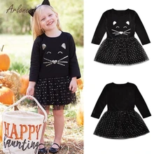 ARLONEET/платья для малышей; платье-пачка принцессы в горошек с блестками и рисунком кота для маленьких девочек; одежда; Прямая поставка; Mar22
