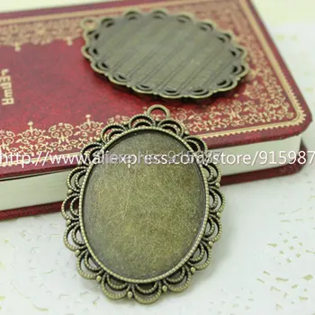 

Sweet Bell 10Ppcs/lot Antique Bronze Oval cabochon Cameo Setting Cabochon Tray Inner Size 40*30mm 6D1082