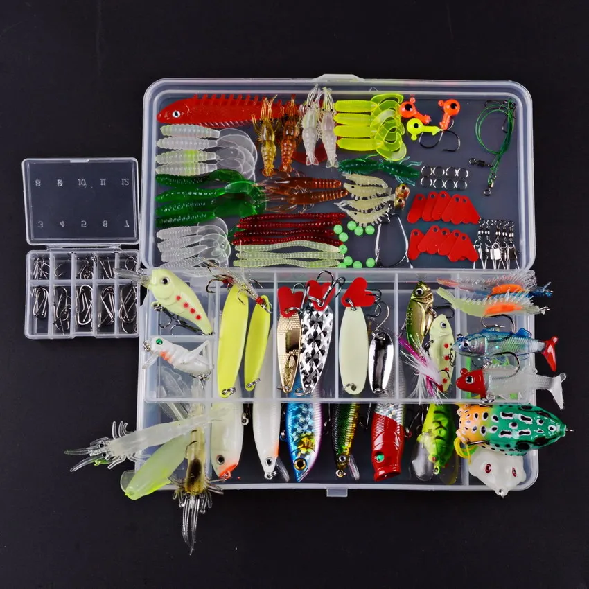 Fishing Lure Kit Complete Set With Hard Lures Soft Bait Accessories