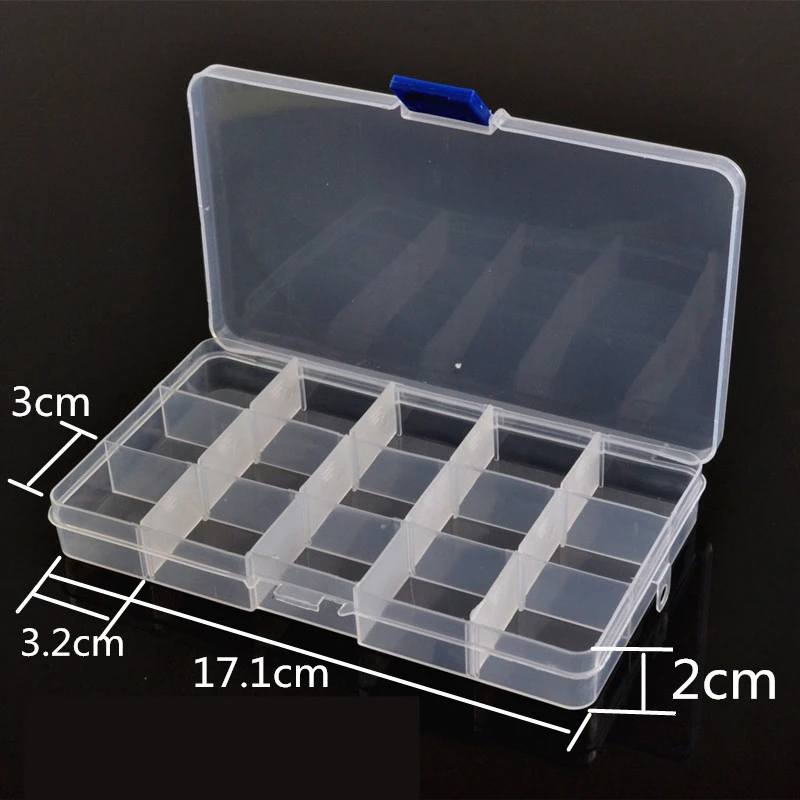Прозрачный 15 отдельных слотов пустой ящик для хранения ногтей украшения Блеск Стразы аксессуары из драгоценных камней контейнер, инструменты