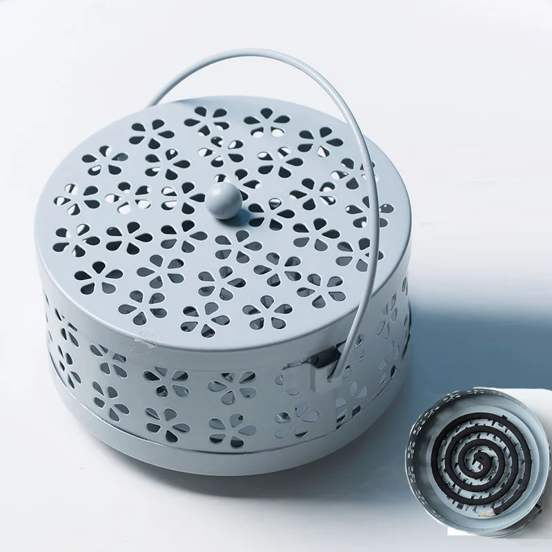 

Nordic style 3D Portable Metal Repellent Rack With Cover Retro Mosquito Coil Holder Burner Home Art Decor