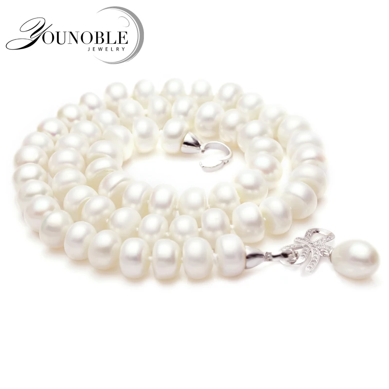 Ожерелье из натурального жемчуга, подвеска, ювелирное изделие, настоящее свадебное пресноводное жемчужное ожерелье для женщин, день рождения, юбилей, лучший подарок