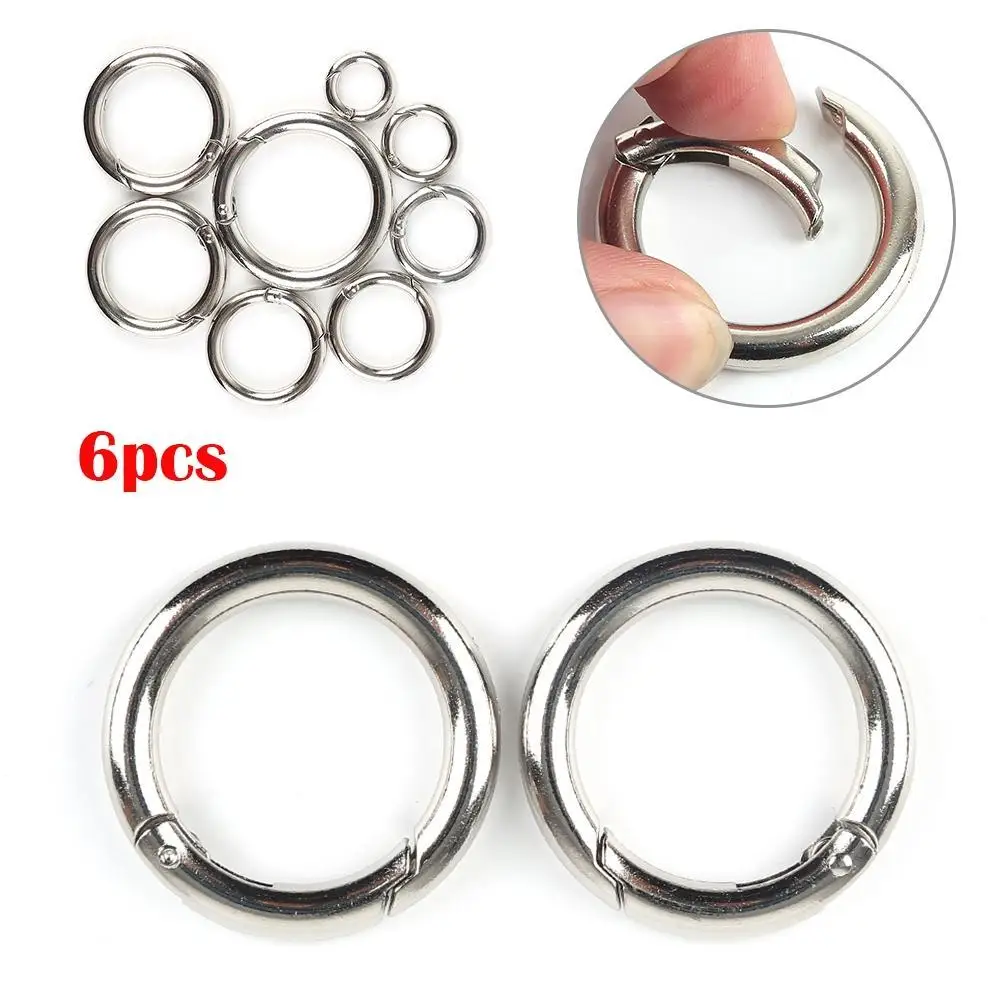 

6pcs/lot Zinc Alloy Plated Gate Spring O-Ring Buckles Clips Carabiner Purses Handbags Round Push Trigger Snap Hooks Carabiner1