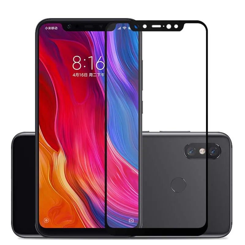 

YIJIAMO For Xiaomi Mi 8 Tempered Glass Film of Mobile For Xiaomi Mi8 Lite Pro Phone Arc Protective Case Full Cover