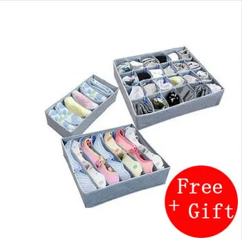 

Free Shipping 3pcs=1set Bamboo charcoal fibre storage box for underwear,bras,necktie,socks foldable storage boxes bins no cover
